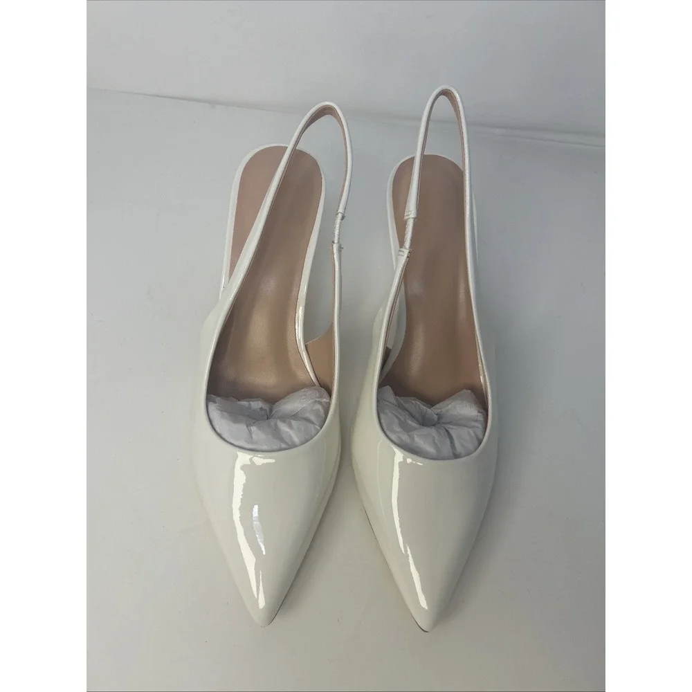 Elisabet Tang Women's Slingback Stiletto Pumps Pointed Closed Toe White Size 10